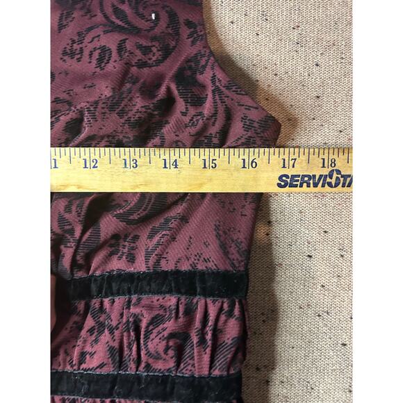 Rabbit Rabbit Rabbit Raised Velvet Dress Maroon Black Whimsygoth Fairy Witchy 8 - Picture 3 of 11